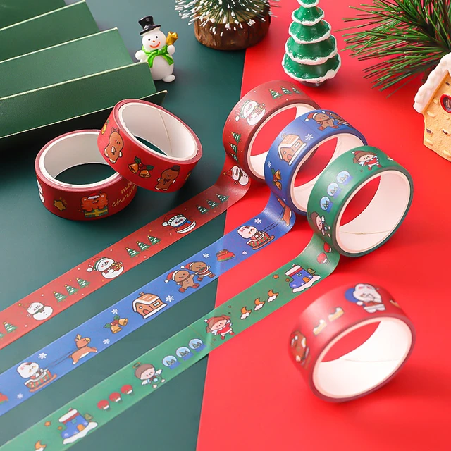 Christmas Gifts Wrapping Paper Paper Tape Colorful Self Adhesive Masking  Tape DIY Sticker Office Stationery Crafts Tapes - AliExpress