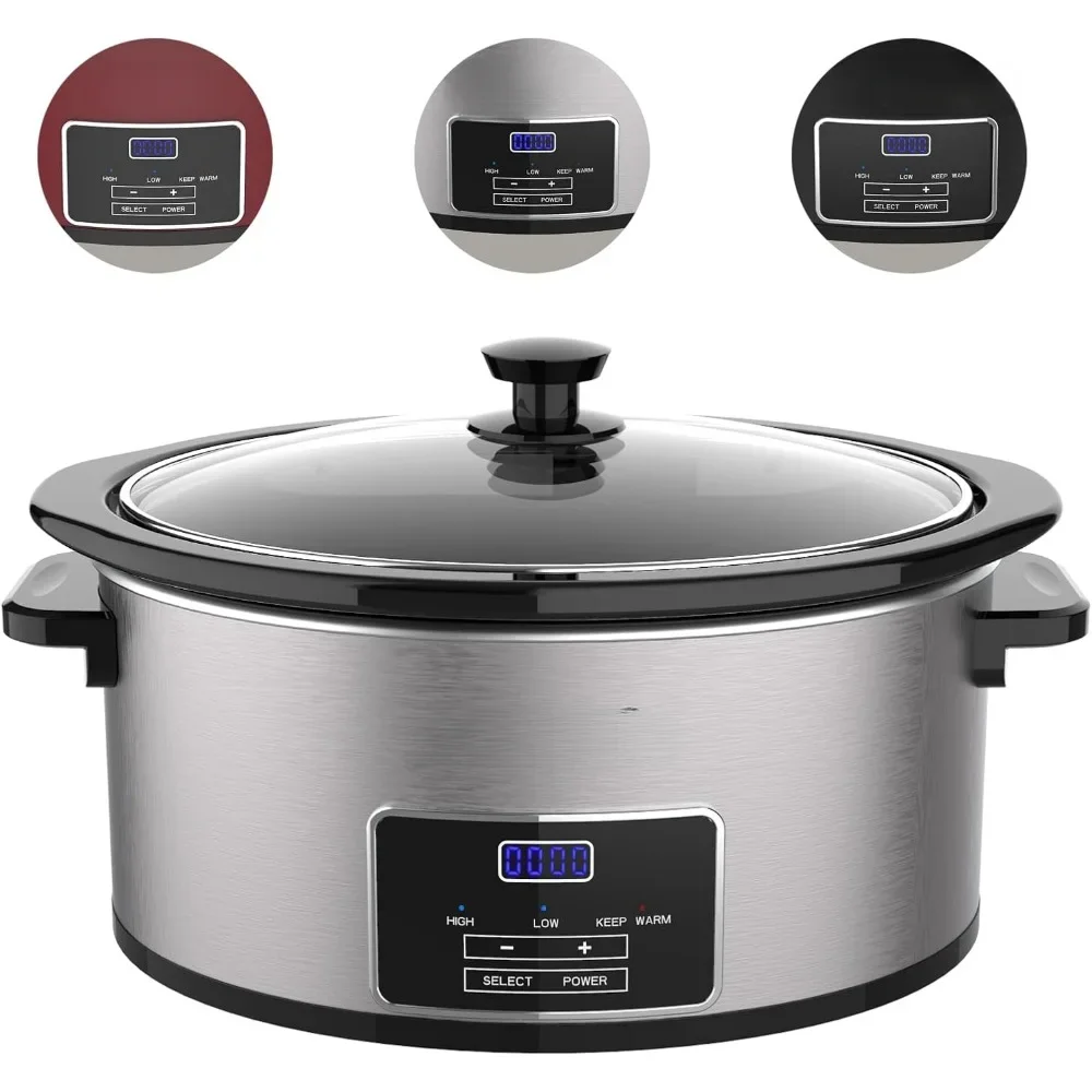 Slow Cooker 8 Quart with Timer, Serves 10+ People-Heat Settings: Keep Warm, Low and High, Slow Cooker