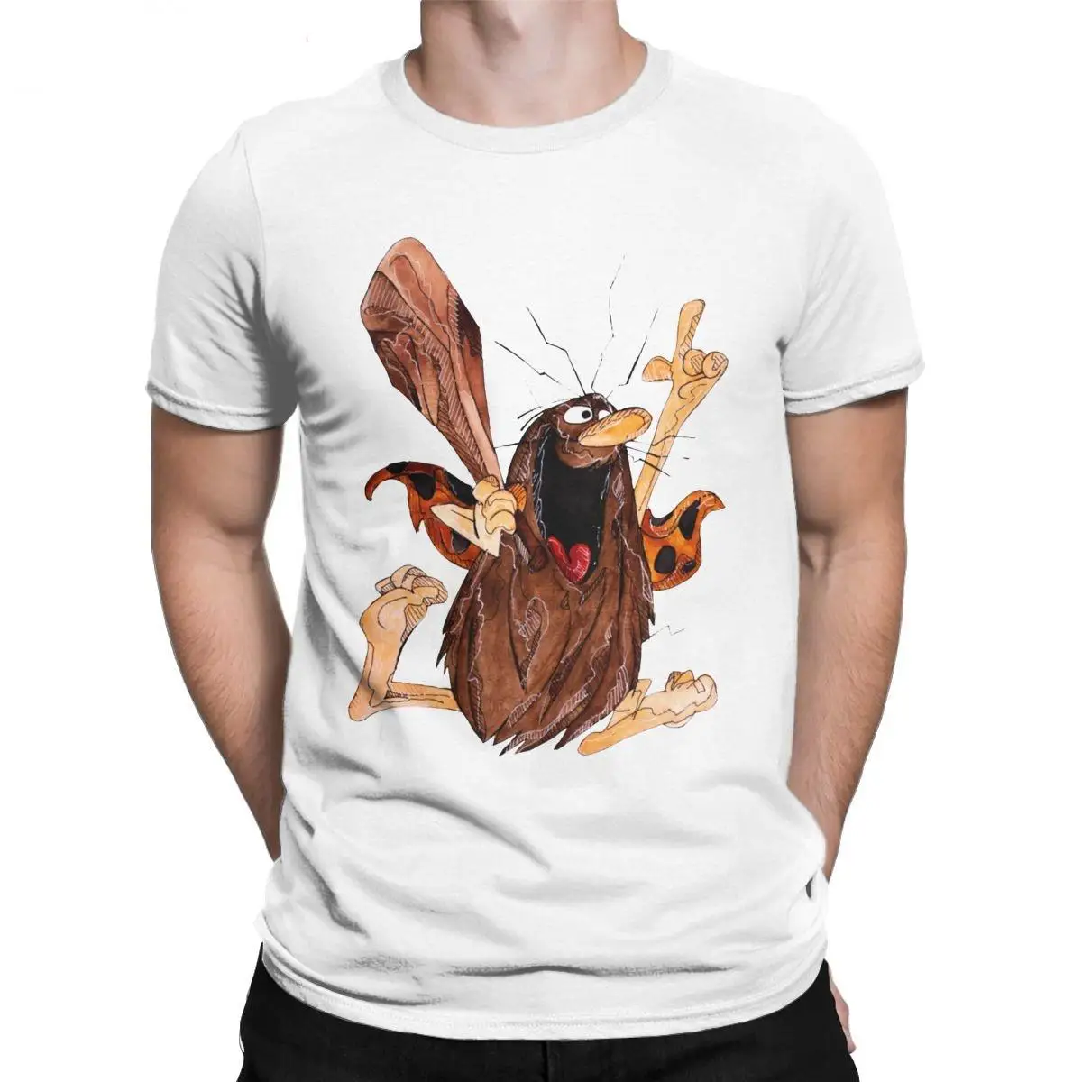 

Captain Caveman Cavey T-Shirt Men 1980s Cartoon Fun 100% Cotton Tees Round Neck Short Sleeve T Shirt Gift Idea Tops