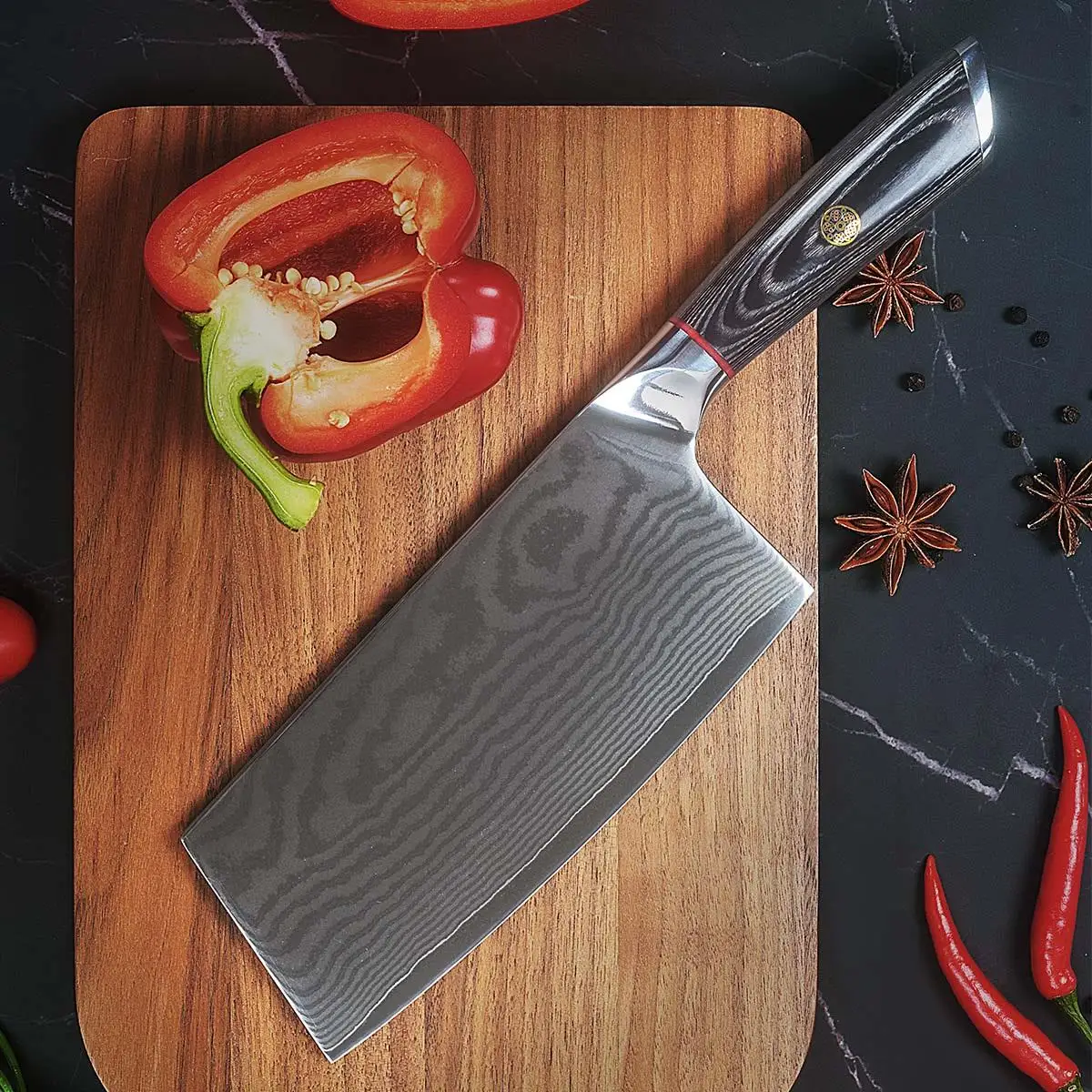 

TJ POP 6.5 Inch Chinese Cleaver Knife 67 Layer Damascus Steel VG10 Core PakkaWood Handle Sharp Meat Slicing Chef Kitchen Knife