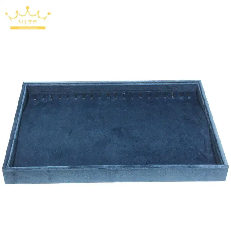 Dark Blue Velvet Ring Bracelet Holder Tray Necklace Earrings Pendant Storage Case Jewelry Display Tray 35*24Cm Large Size