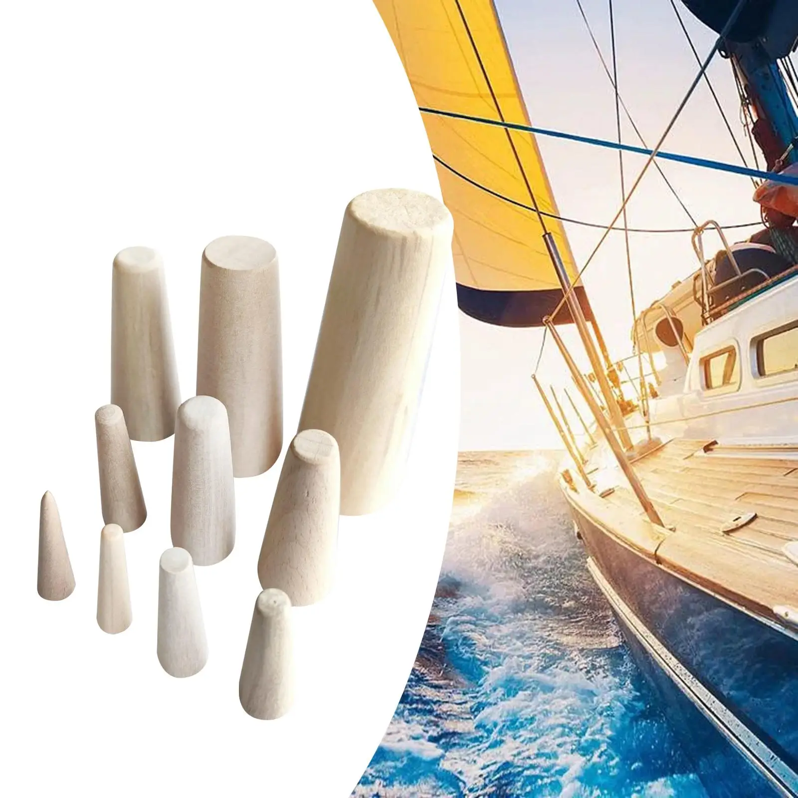 

10Pcs Boat Emergency Wood Plugs Tapered Soft Conical Wooden Bungs for Ships