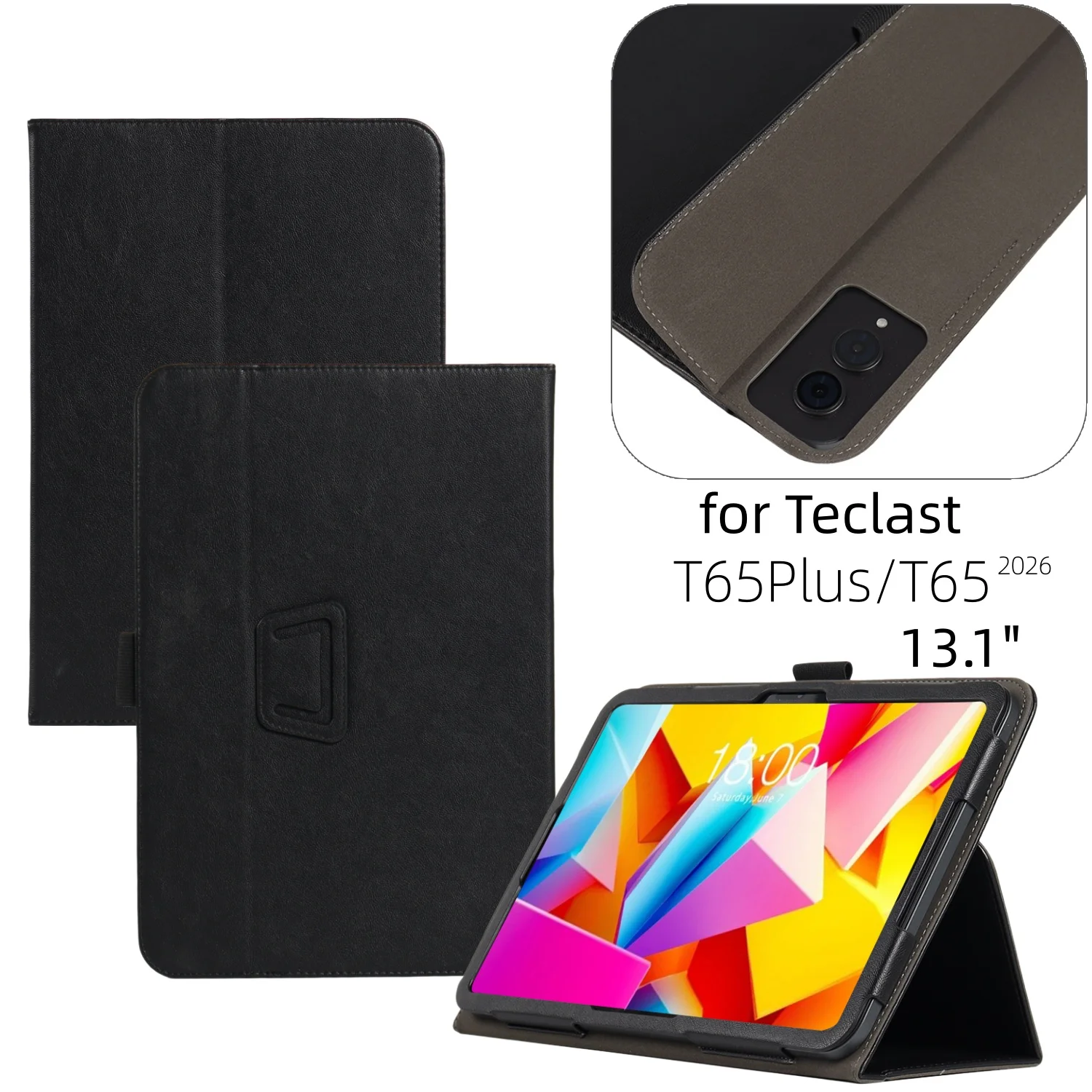 Premium Leather Folio Stand for 13.4 Tablets - Full Body Protective Shell