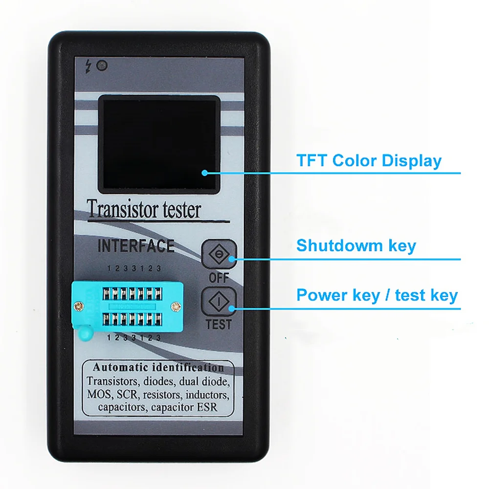 IC transistor tester M328 Multi-F Transistor Tester 128*160 Color Screen Graphic Display Diode Resistance Inductance Capacitance MOSFET ESR LCR Meter