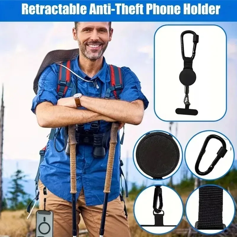Retractable Anti-Theft Smartphone Lanyard with Carabiner