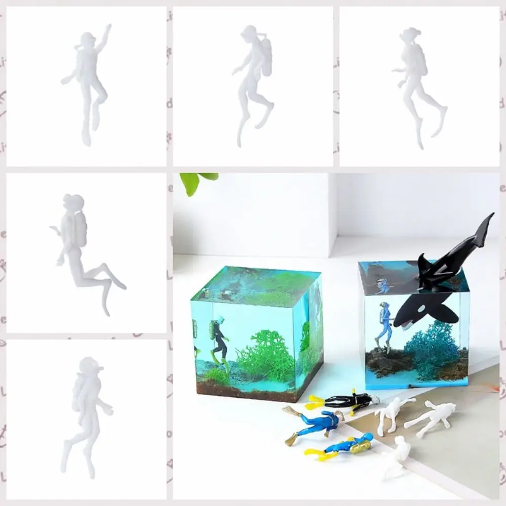 Unpainted Miniatures Ocean Diving Diver Action Figures Model Underwater Dive Decoration Accessories 1pc