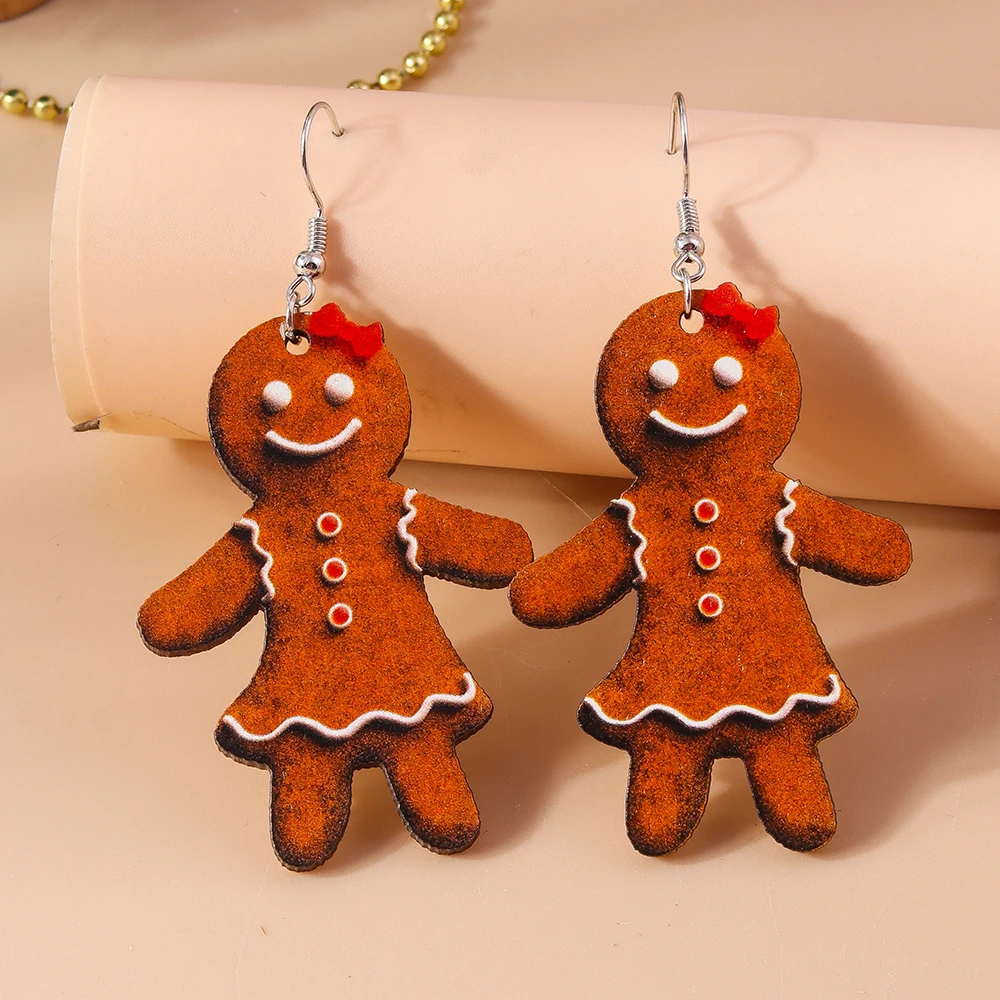 Aihua Neue Weihnachtsohrringe aus Holz für Frauen, niedlicher Weihnachtsmann, Schneemann, Schneeflocke, Hirsch, Baum, Ohrringe, Neujahrsparty, Schmuck, Geschenke – Detail 6