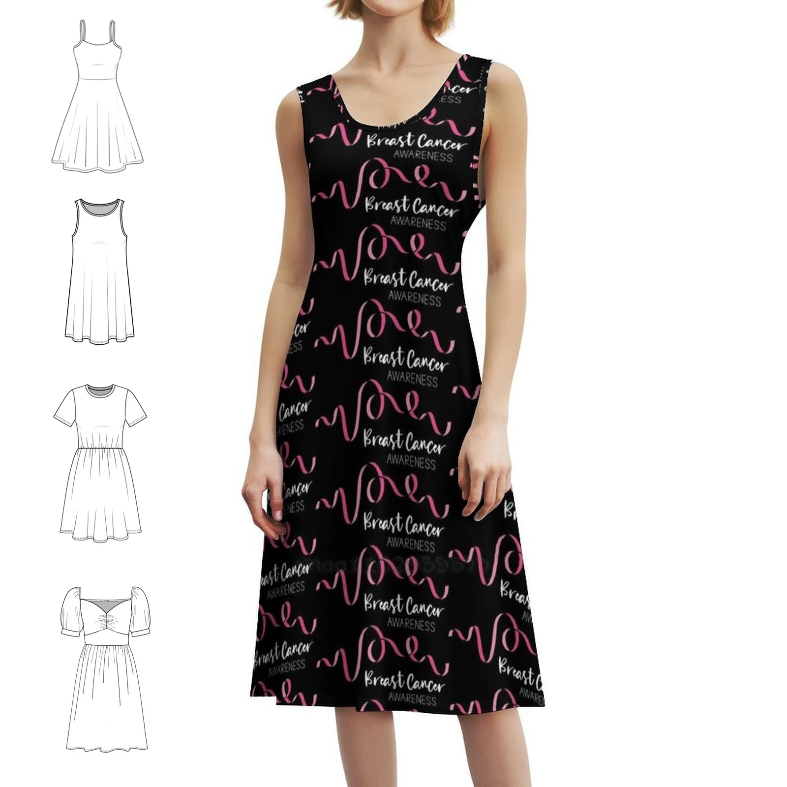 Breast Cancer Awareness Sweetheart Neckline Dress Elegant Summer Party Dress For Women Breast Cancer Cancer Awareness Hope