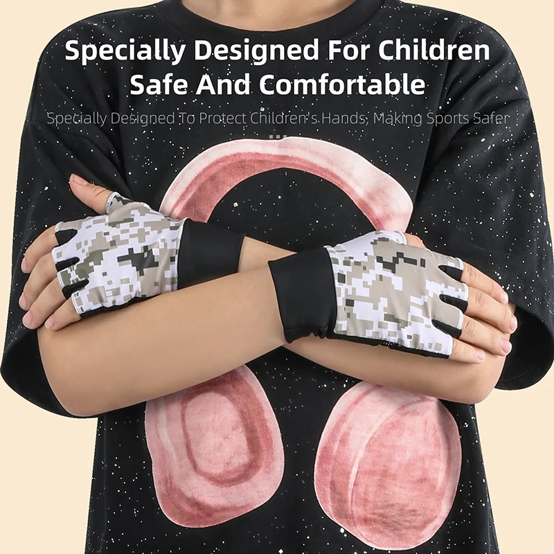 WEST BIKING Children's Gloves Kids Half Finger Gloves Anti-slip Comfortable Cycling Running Gloves for Boys Girls Outdoor Sports 5