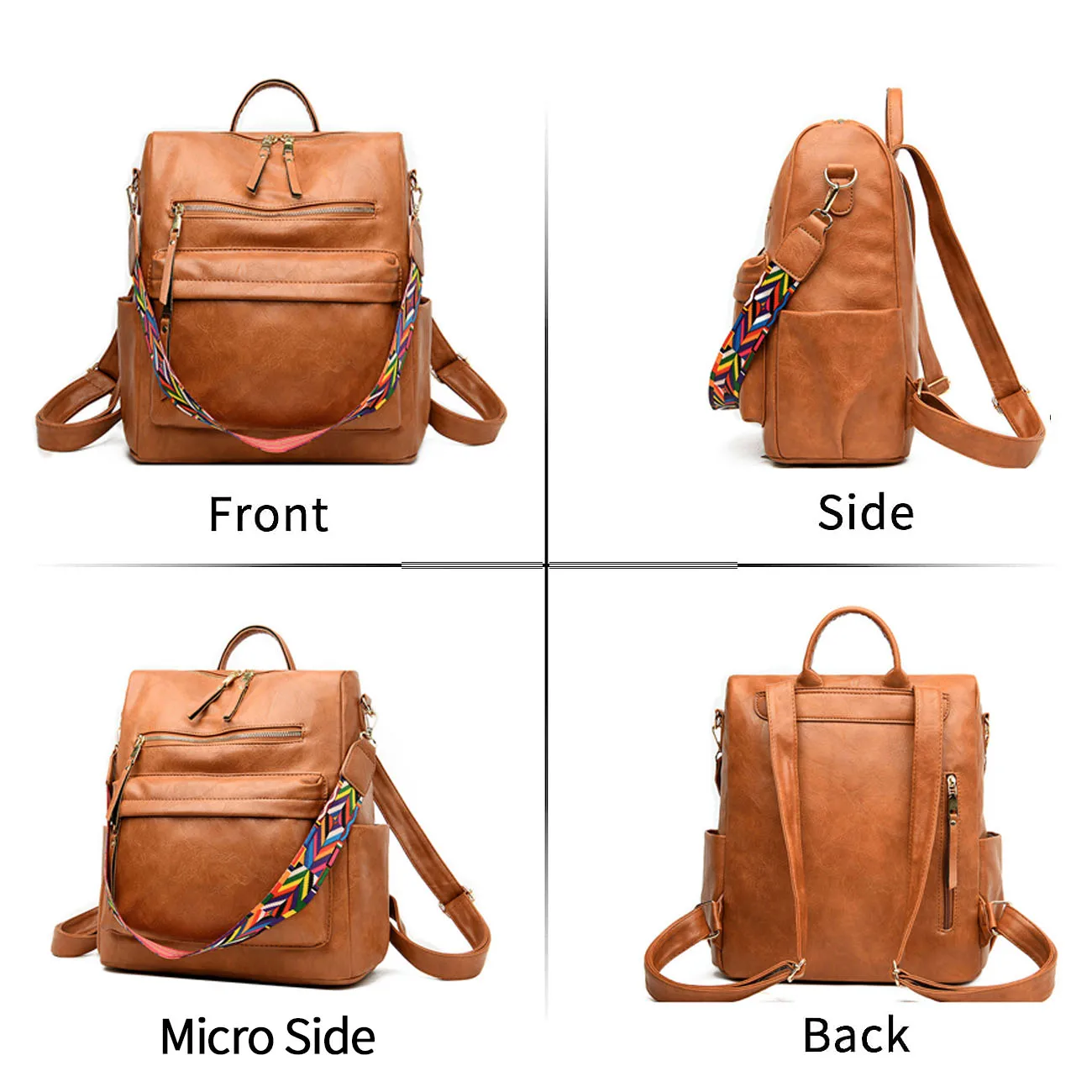Women Backpack Purse PU Leather Anti-theft Casual Shoulder Bag Fashion  Ladies Satchel Bags(Khaki) - Walmart.com