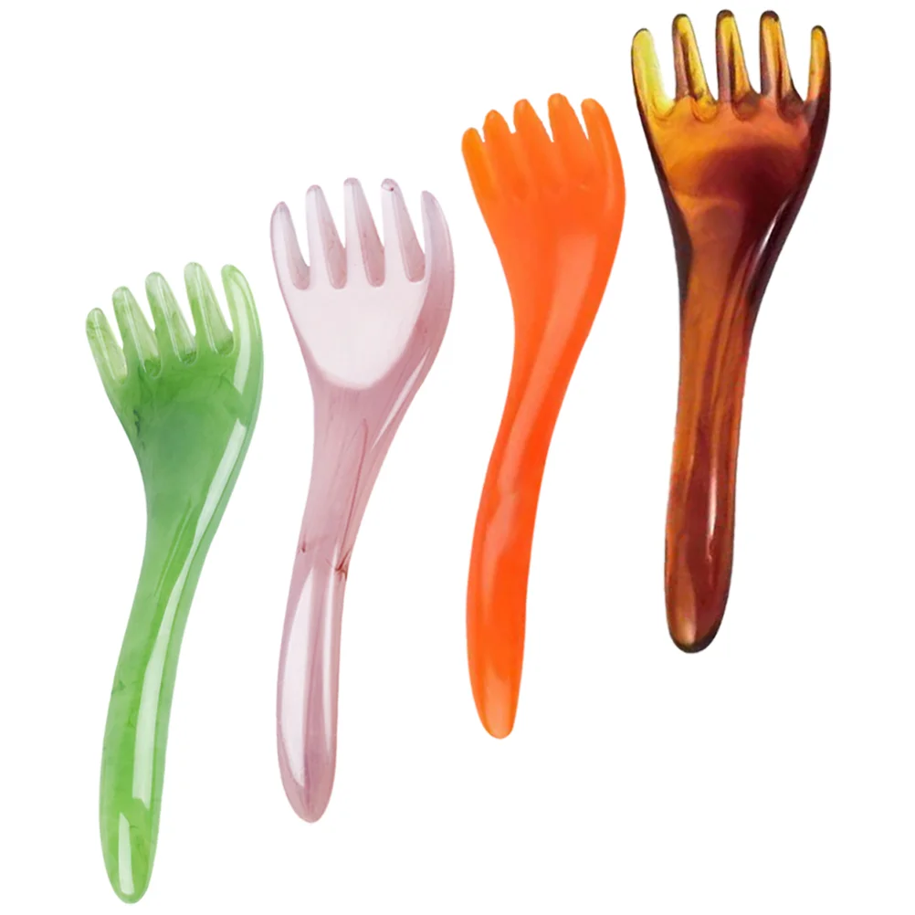 

4 Pcs Gua Sha Scraping Comb Head Massager Neck Tool Board Resin for Massaging Miss Face