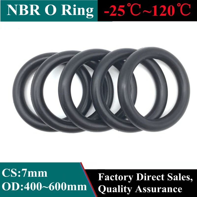 

2 pcs Black O Ring Gasket CS 7mm ID 400mm ~ 600mm NBR Automobile Nitrile Rubber Round O Type Corrosion Oil Resistant Seal Washer