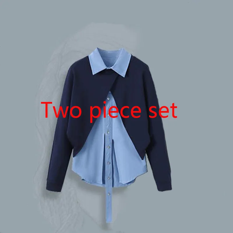 Autumn Set Women's 2023 New Design Sense Sweater Shirt Two Piece Set Vintage Jeans Three Piece Setclothes for Womenpant Sets