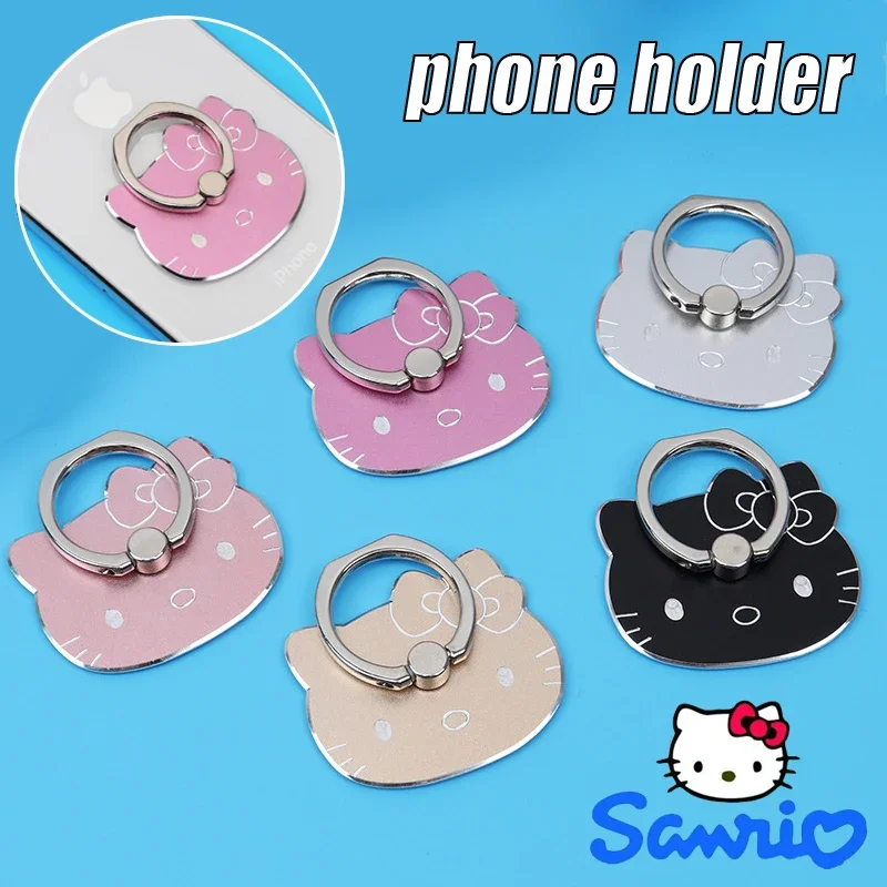 

Kawaii Sanrio Hello Kitty Phone Stand Anime Cartoon for Applicable To All Mobile Phones Metal Folding Finger Stand Socket