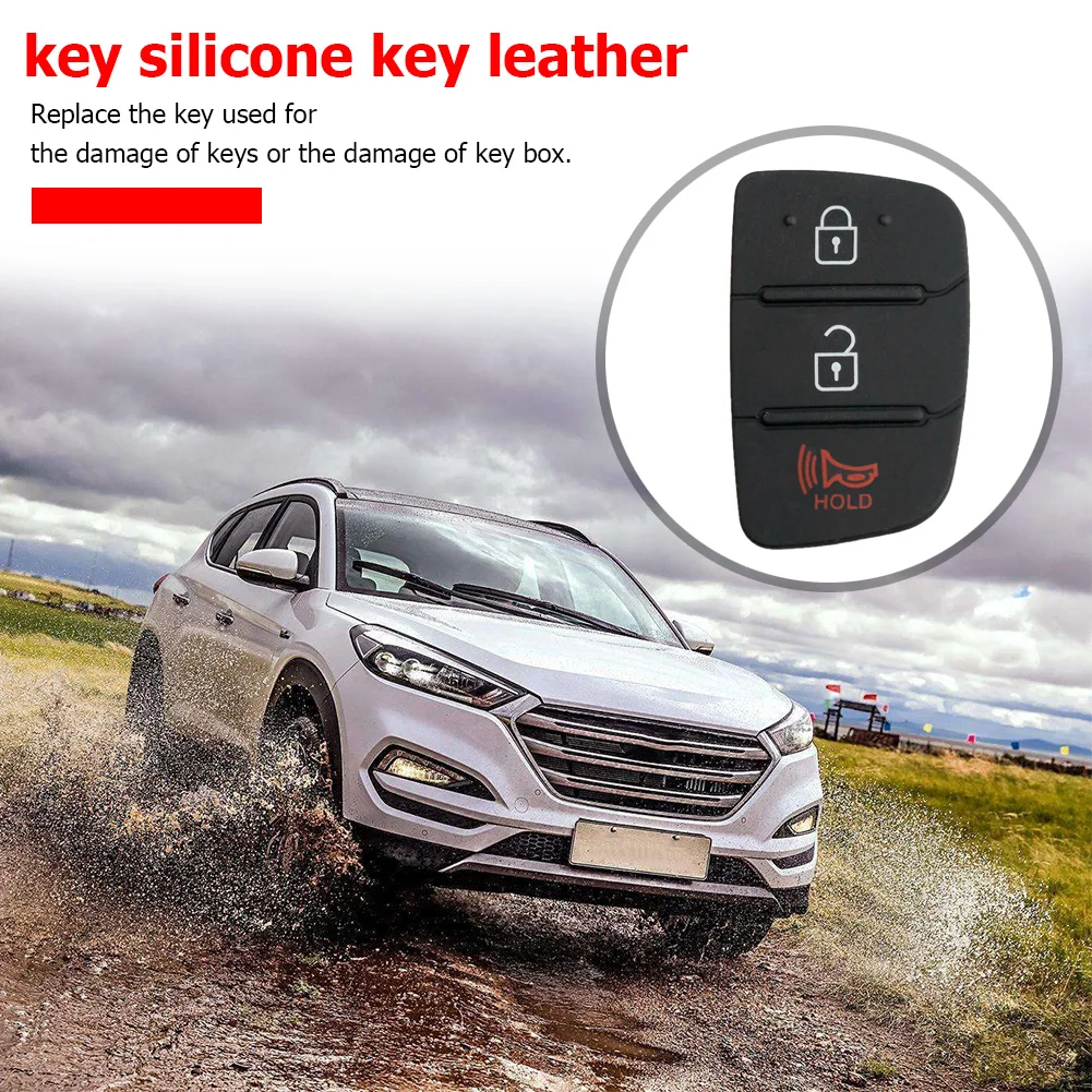 Silicone Car Key Cover Case with 3 Buttons - Durable Rubber Pad for Auto Remote Key Shell
