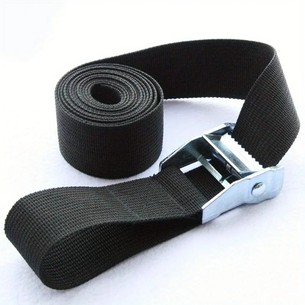 1pc Black Tie Down Strap Strong Ratchet Belt Luggage Bag Cargo Lashing With Metal Buckle Fixed Tool