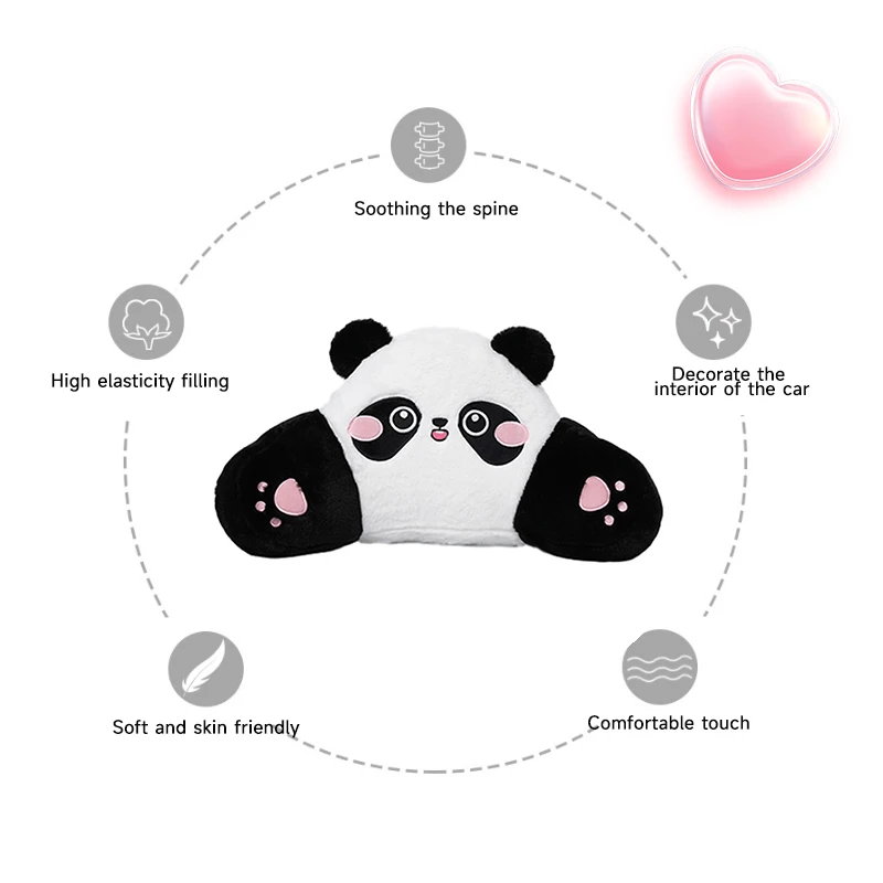 Car Headrest Neck Protection Pillow Cute Plush Panda Backrest in the Car Lumbar Support A Pair of Car Mounted Pillows