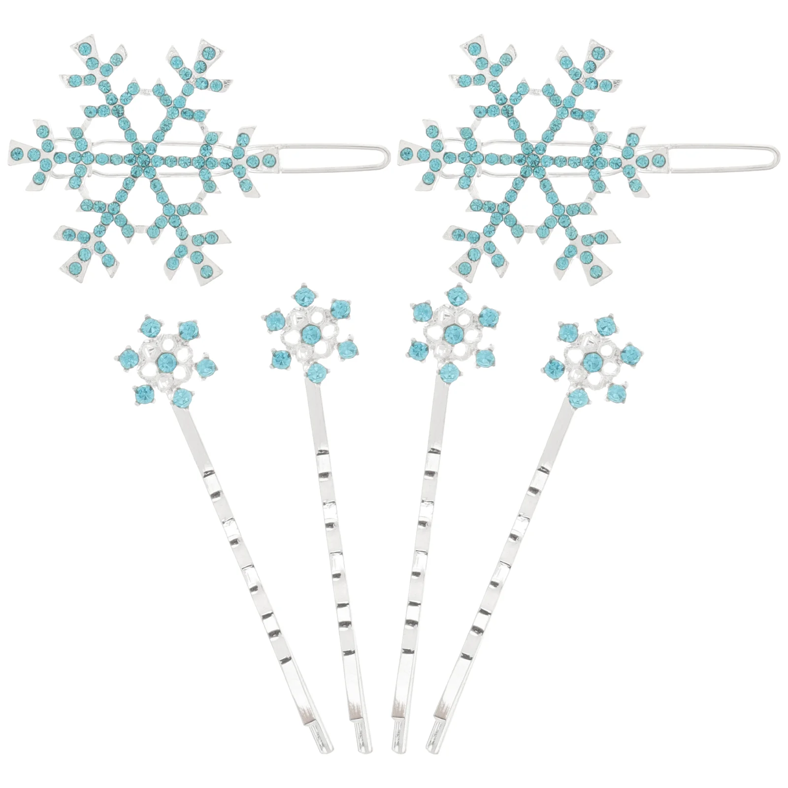 

6pcs Rhinestone Hair Clips Snowflake Hair Barrettes Children Hairpin Decors Decorative Hair Clips