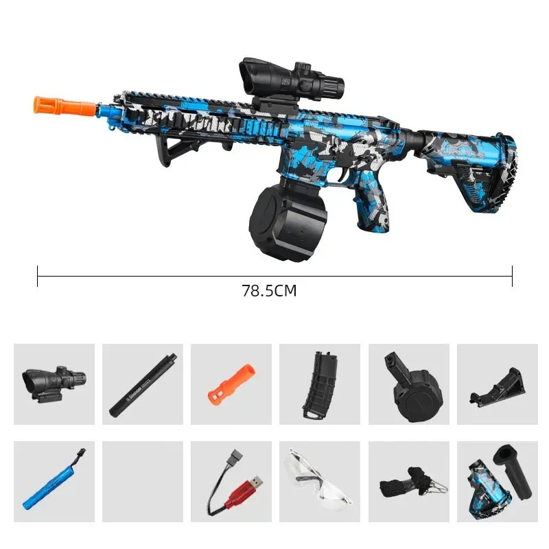 M416 Toy Gun 7.4V High-speed Burst Gel Ball With Orange Plug And Double Magazine For Outdoor Interactive Parent-child Games. 5