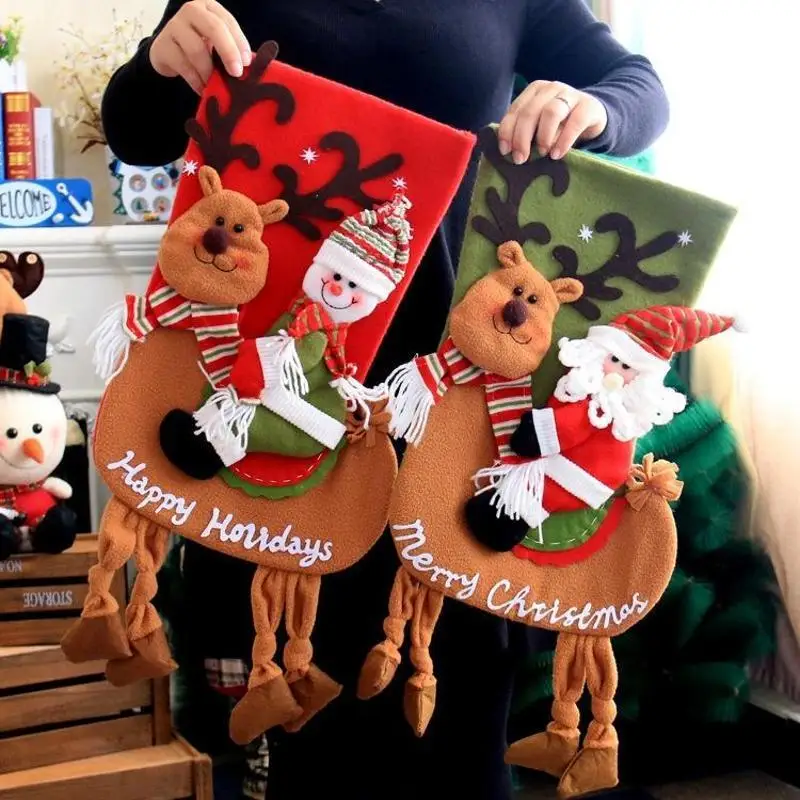 Christmas Santa Claus Snowman Reindeer Decorative Socks Christmas Tree Decor Children's Christmas Gift Socks Holiday Party Decor