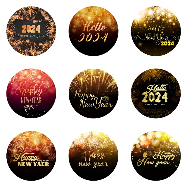 Autocollants de bonne année avec motif de feux d'artifice, étiquette ronde,  fête du Nouvel An, étiquette de boîte-cadeau de bonbons, 180 pièces, 4cm,  2024 - AliExpress