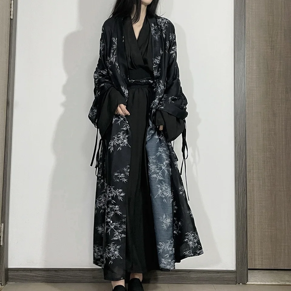 

Autumn And Winter Chinese Suit Wei Jin Hanfu National Style Printed Skirt Coat Ancient Style Improved Hanfu Dress Hanfu Set