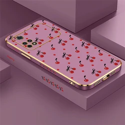 Luxury Soft Silicone Shockproof Phone Case with Cherry Bow Print Design for Poco M6 Plus 5G (Purple - 686)