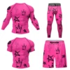 Cody Lundin Men Active Wear Pink Athletic Gym T-shirt uv protection Men Rash Guard BJJ jiu jitsu Rash Guard MMA Grappling Shorts 2
