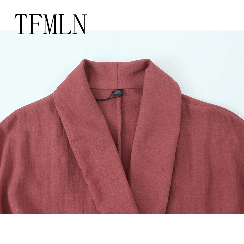 TFMLN Women Fashion Pajama Style Pants Sets 2025 New Long Sleeve Blouse With Sashes Shirts Top Women's Two Piece Set