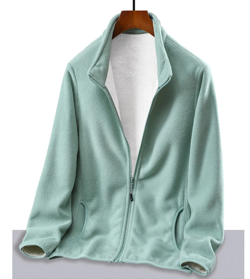 여성용 야외 레저 스탠딩 칼라 가디건, 플란넬 재킷, 플러시 추가, 두껍고 따뜻한 루즈 코트, 가을, 겨울, 신상