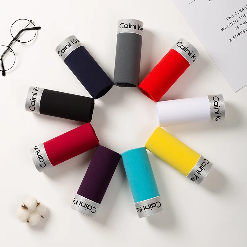 

New Men's Underwear Boxers Solid Color Personality Boxers Fashion Brand Comfortable Breathable Young Men's Underwear