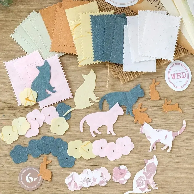40pcs Material Paper Package Vintage Small Broken Flower Journal Material Base Decoration Collage Paper