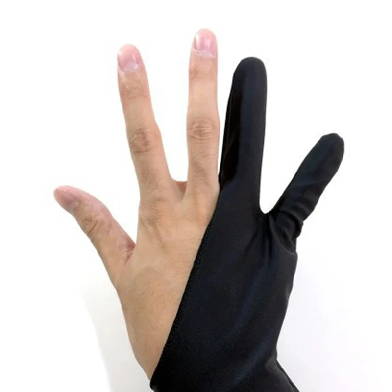 1PC 검정색 두 손가락 방오 장갑, 3가지 크기, 예술적 디자인, 그래픽 태블릿, 가정용 장갑, 오른쪽 및 왼손용