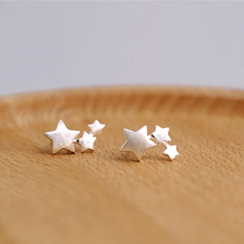 

PANJBJ 925 Sterling Silve Star Studs Earrings for Women Girl Wedding Gift Ins Fashion Simplicity Jewelry Dropshipping