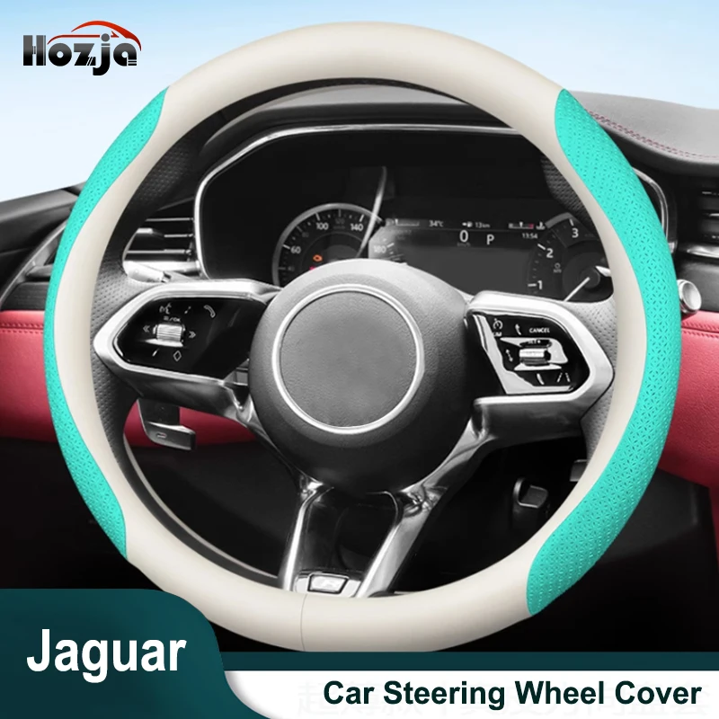 

For Jaguar F-Pace XF XE XFL 2016 2017 2018 Accessories Car Steering Wheel Cover Non-slip 12color Carbon Fiber Bicolor Leather