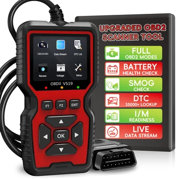 Scanner OBD2 V519 - Lettore di codici OBDII + CAN, dati live, test batteria, libreria DTC, lettura I/M, verifica luce motore e test smog