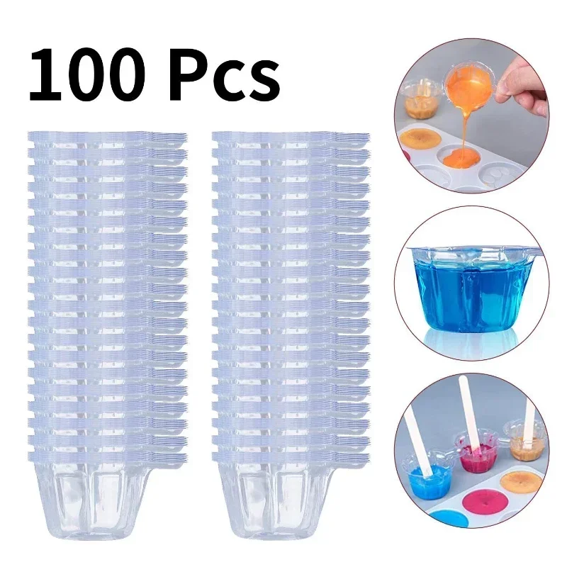 10/50/100Pcs 40ML Plastic Disposable Cups Dispenser Silicone Resin Mold Kit For DIY Epoxy Resin Jewelry Making Tools Accessories