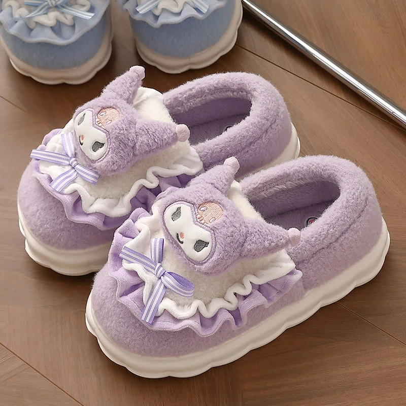 

Kawaii Sanrio Cotton Slipper Hello Kittys My Melody Kuromi Cute Kids Plush Thickened Keep Warm Thick Bottom Creative Kids Gift