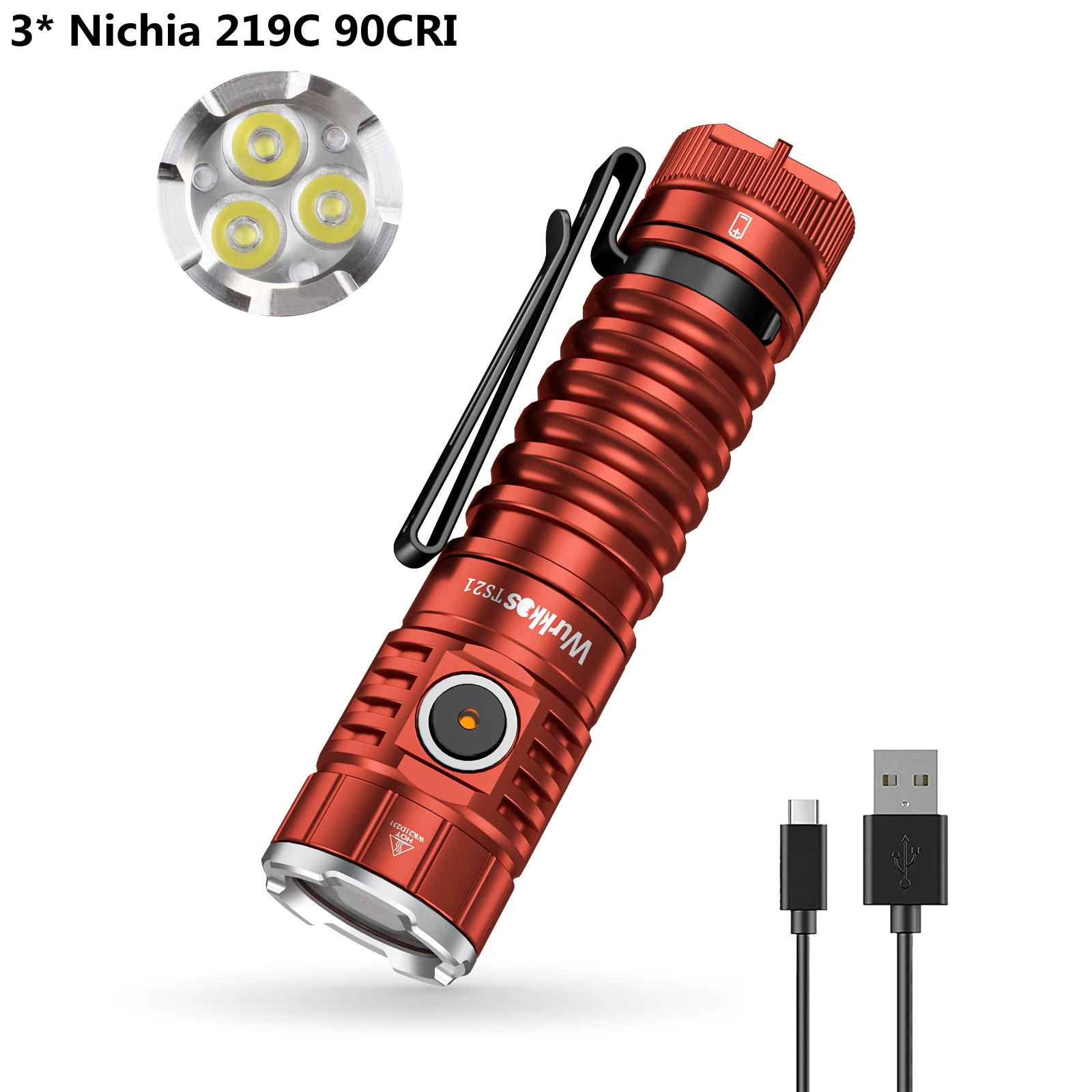 Лампы светодиодные перезаряжаемые USB C Anduril 21700 3 * Nichia 219C 90CRI 2 0 K 5000 лм |