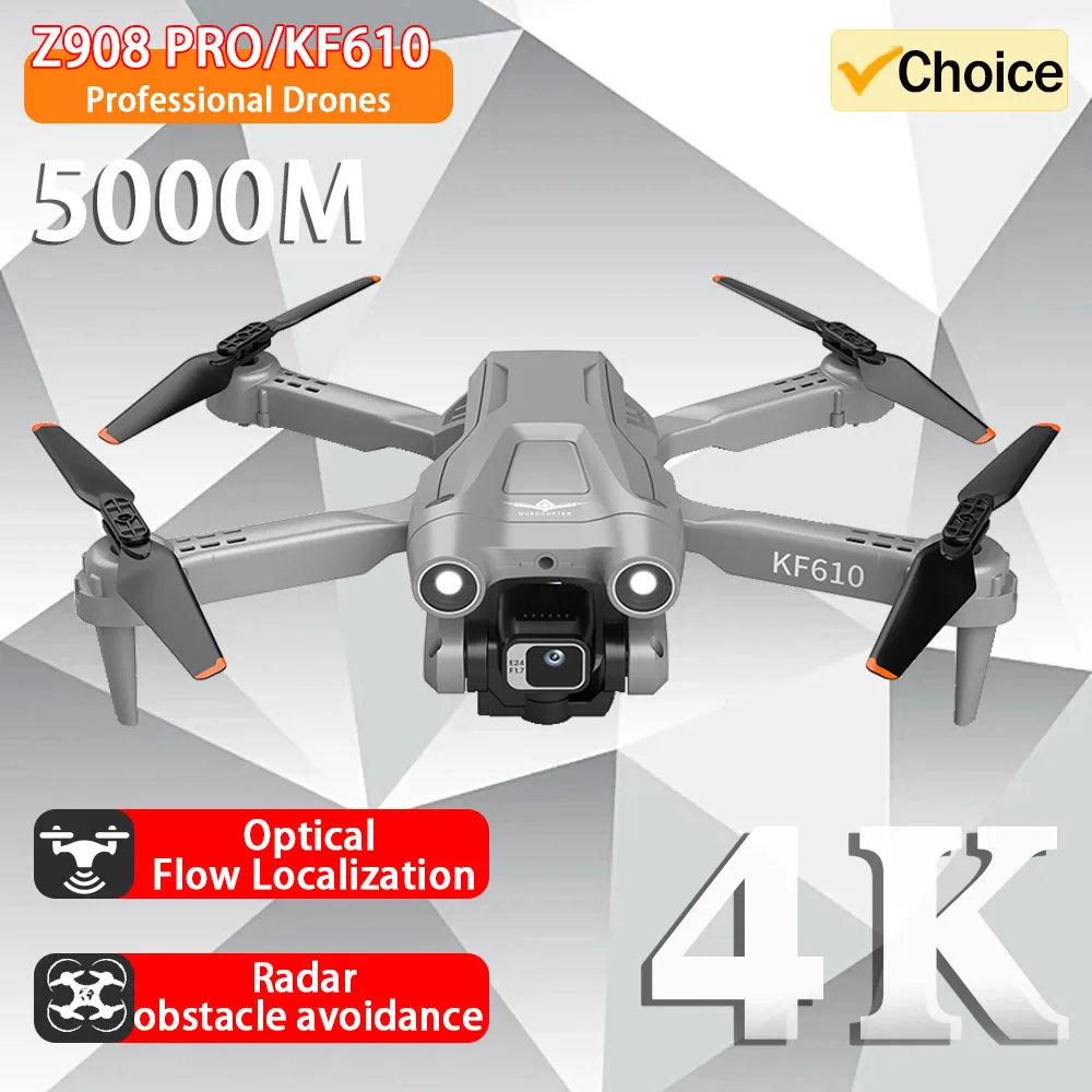 카메라가 달린 듀얼 렌즈 드론, WIFI FPV 광각 RC 헬리콥터, 광학 흐름 장애물 회피, 브러시리스 비행기, Z908, KF610, 4K