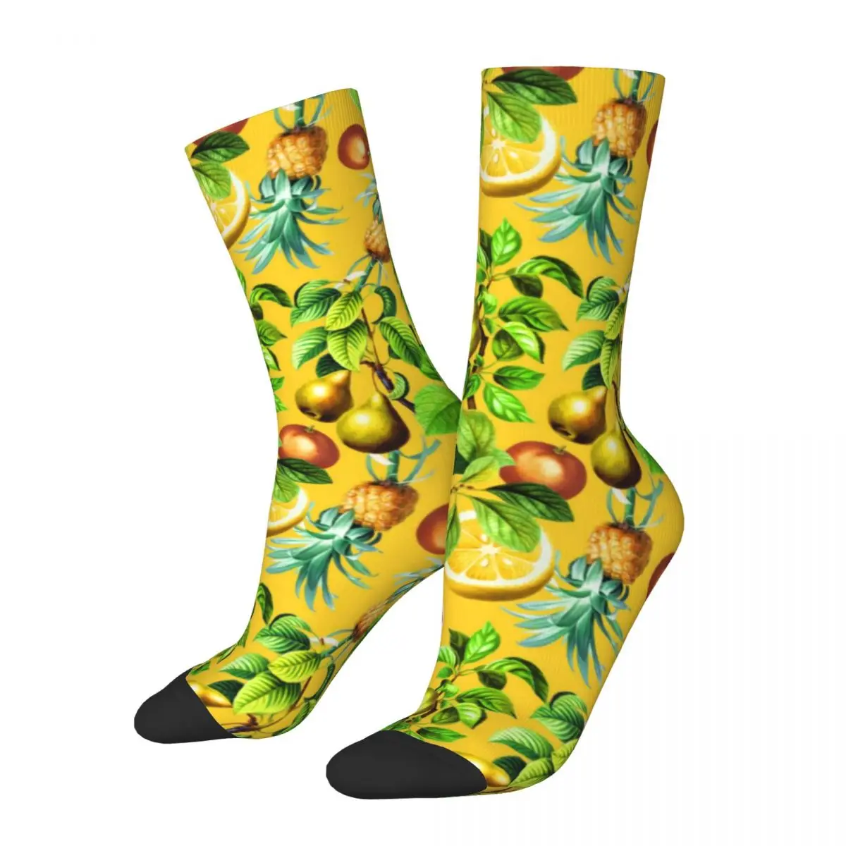 

Tropical Fruit Print Socks Pineapple Lemon Modern Stockings Women Comfortable Outdoor Sports Socks Autumn Custom Non-Slip Socks