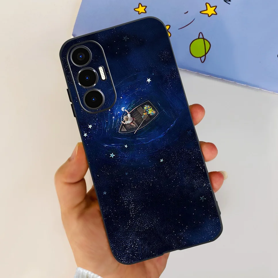 Cartoon Cat Astronaut TPU Soft Silicone Back Cover Bumper Phone Case