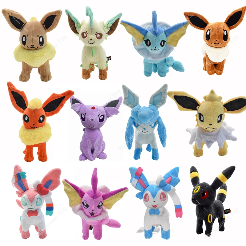 10 Pçs/lote Mimikyu Coleção Eevee Pelúcia Pokemon Sylveon Vaporeon Flareon  Leafeon Umbreon Espeon Eevee Evolução Brinquedos - AliExpress