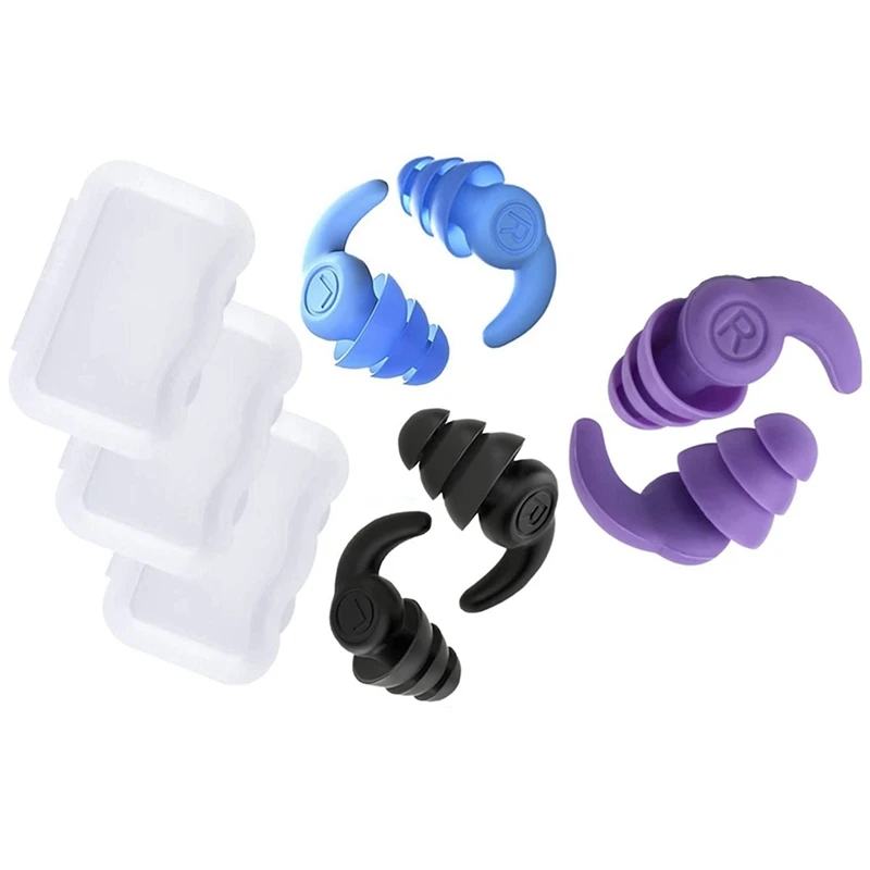 

3 Pair Silicone Earplugs,Waterproof Swimming Ear Plugs For Adults,Reusable Silicone Swimmer Earplugs
