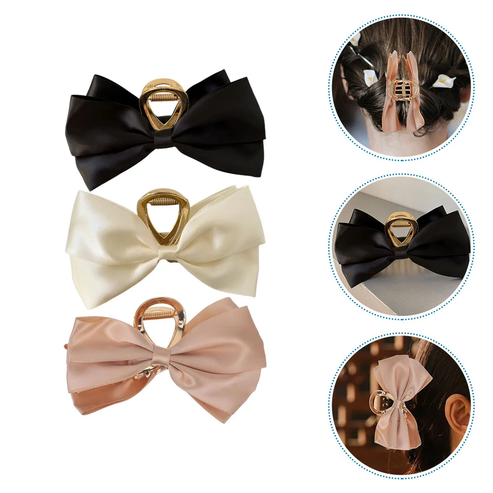 

3 Pcs Bow Hairpin Jaw Clips For Clamps Women Accessories Claw Texture Claws Miss
