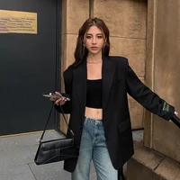 American Street – Blazer surdimensionné pour femmes, Vintage, col cranté, veste de costume décontractée, tendance printemps-automne, manteau Y2K 4