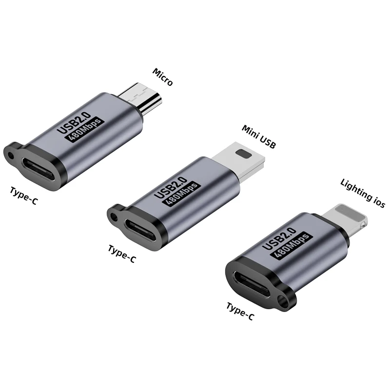 USB Charger Adapter USB C Adapter Type C Female to Micro to Mini USB Male Converter iPhone14 13 Xiaomi Samsung ios Male Charger Adapter