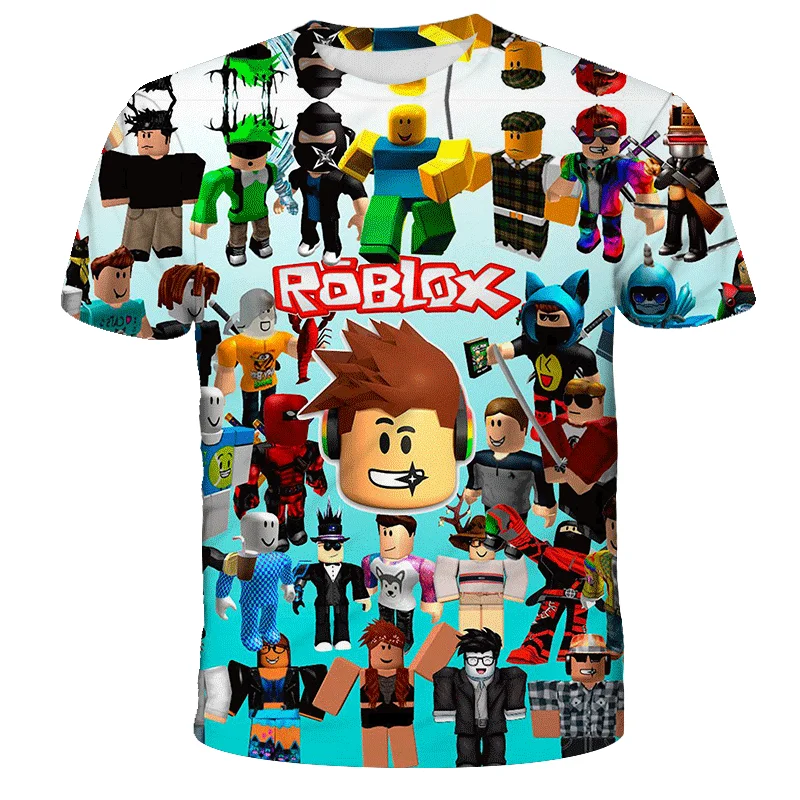 ganni t shirt 2022 Summer Boys Kawaii Robloxing Game 3D Printing T-shirt Cartoon Short Sleeve Boys And Girls T-shirt Summer Casual Wild 3-14 t shirt design