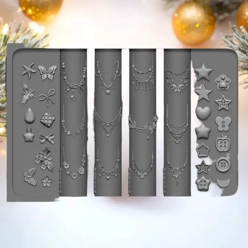 **1PcDragons Bone 3D 실리콘 네일 몰드 플라워 보우낫 스타 체인 네일..