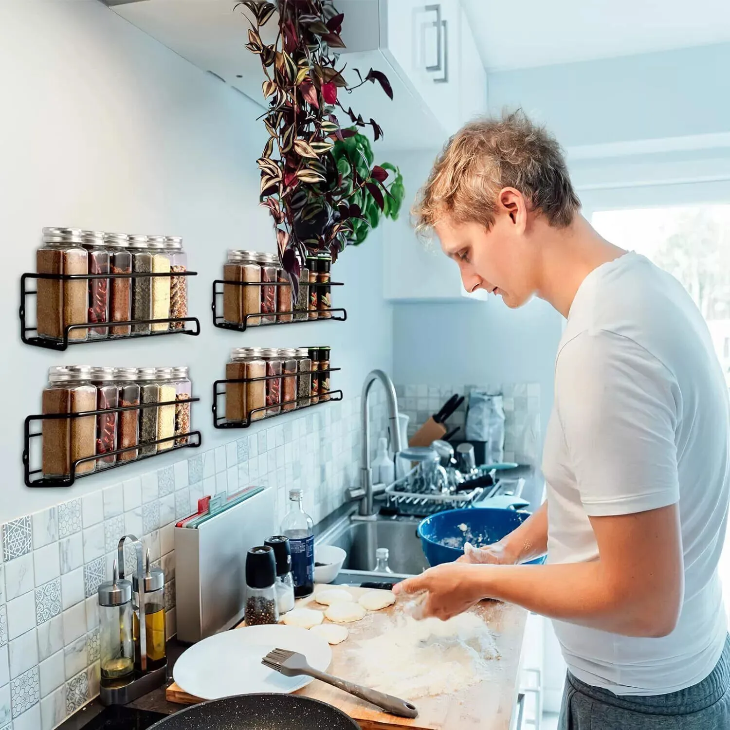 4Pcs Spice Jar Rack Kitchen Cupboard Door Wall Storage Organiser Herb Cabinet ~: 3 - 5 Days Free Delivery Only UK